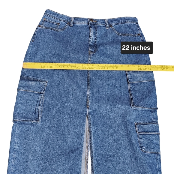 SCOOP Denim Cargo Maxi Skirt Womens 12 Blue Y2K Streetwear Baddie - Picture 9 of 12